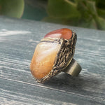 Citrine and Carnelian Chunky Stone Ring - Statement Crystal Cocktail ring