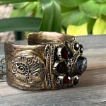 Large Raw Garnet bracelet Boho cuff bracelet
