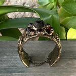 Large Raw Garnet bracelet Boho cuff bracelet