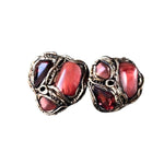 Cherry Quartz Pink Crystal Large Stud Earrings -  Unique Stone Design