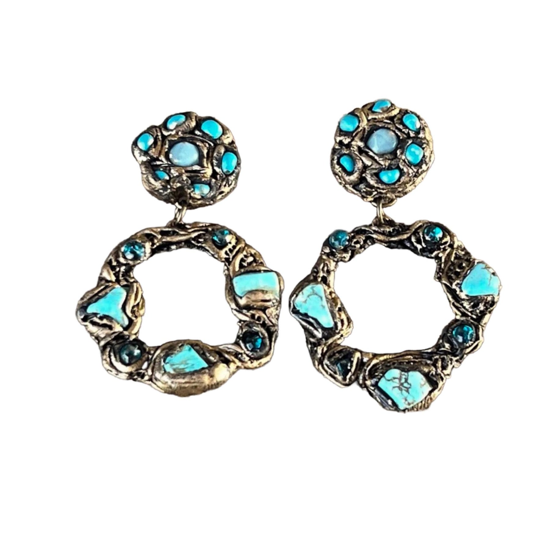 Statement Turquoise Earrings Hoop Dangle Stud Earrings