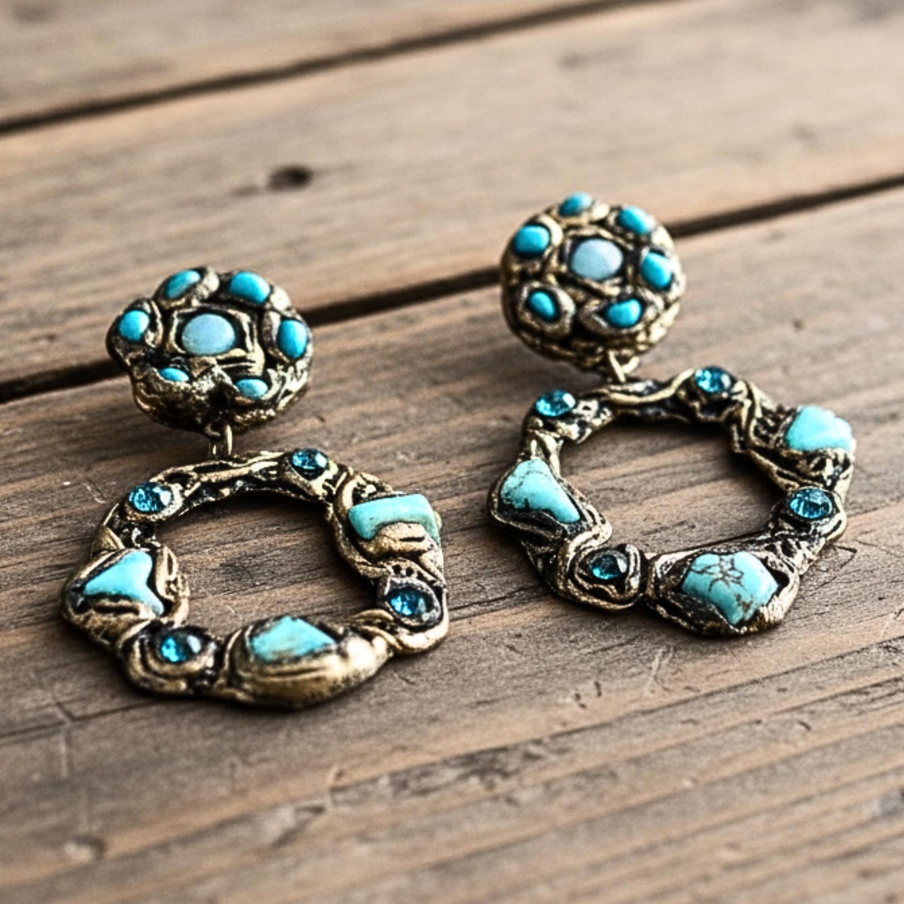 Statement Turquoise Earrings Hoop Dangle Stud Earrings