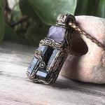 Raw Amethyst and Black Tourmaline Protection Amulet necklace