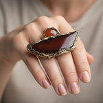 Chunky Carnelian Statement Ring - Huge Gemstone Cocktail Jewelry