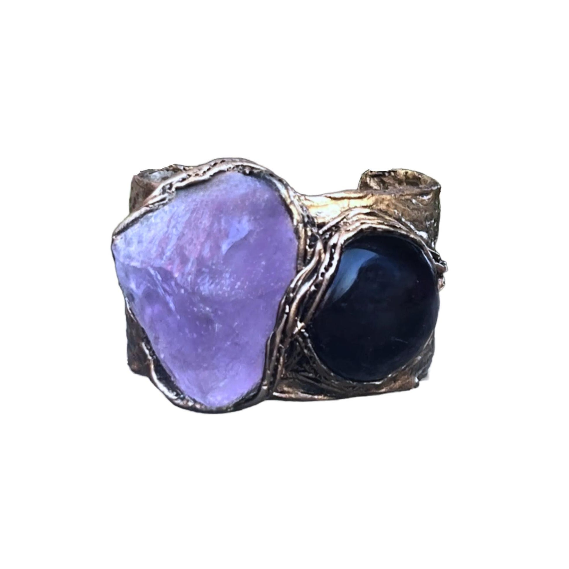 Amethyst Healing Crystal Cuff Bracelet Boho Purple Stone Bracelet