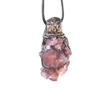 Sunstone and Aragonite Raw Crystal Necklace - Unique Gemstone Pendant