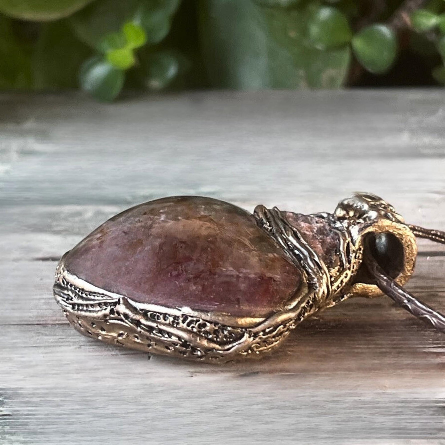 Golden Healer Quartz and Sunstone Large Crystal Heart Pendant -  Healing Crystal Amulet Necklace