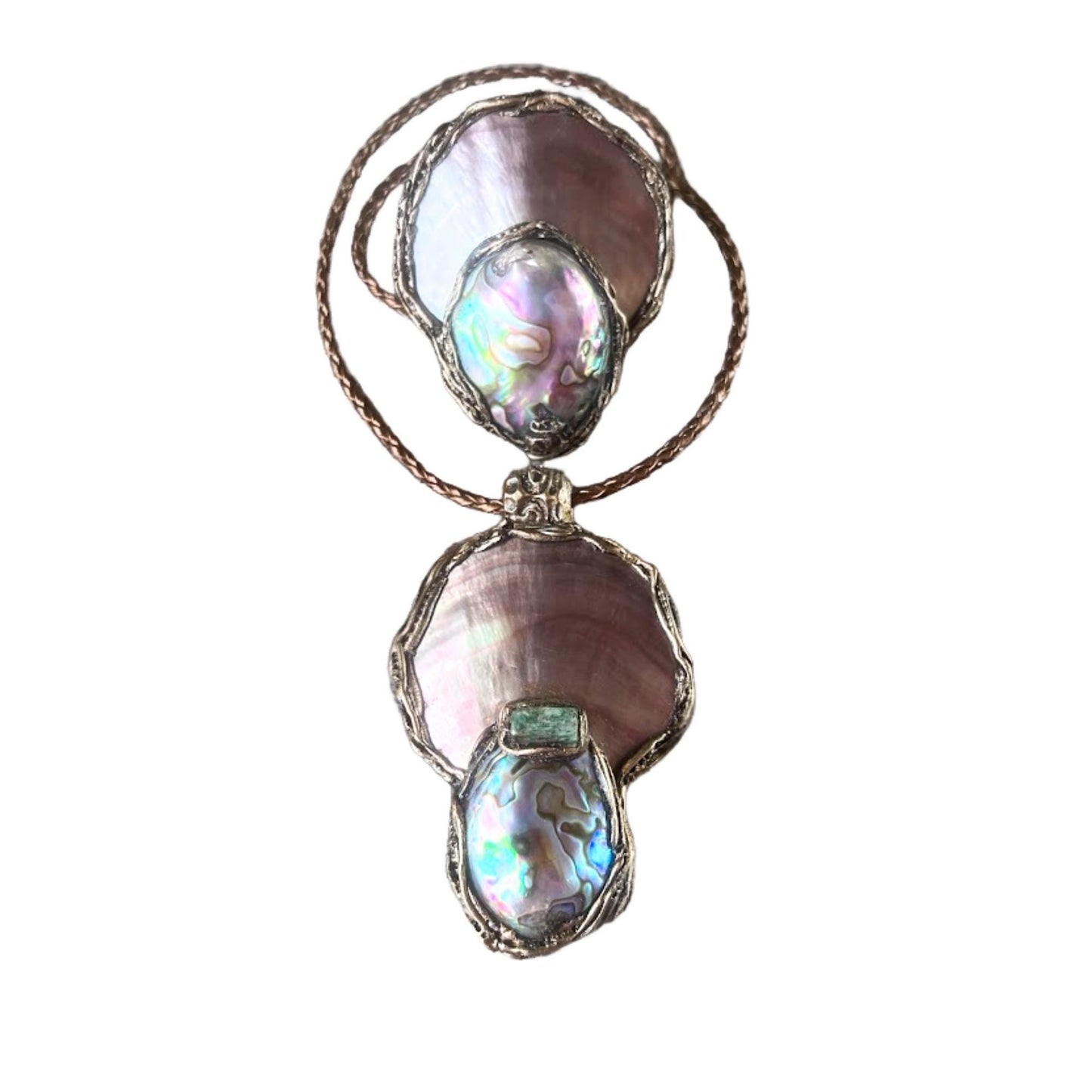 Huge Mother of Pearl and Abalone Ring: Bold Chunky Statement Jewelry