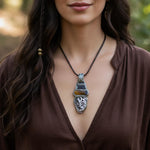 Turritella Agate and Smoky Quartz Pendant Necklace -  Business Success Crystal Amulet