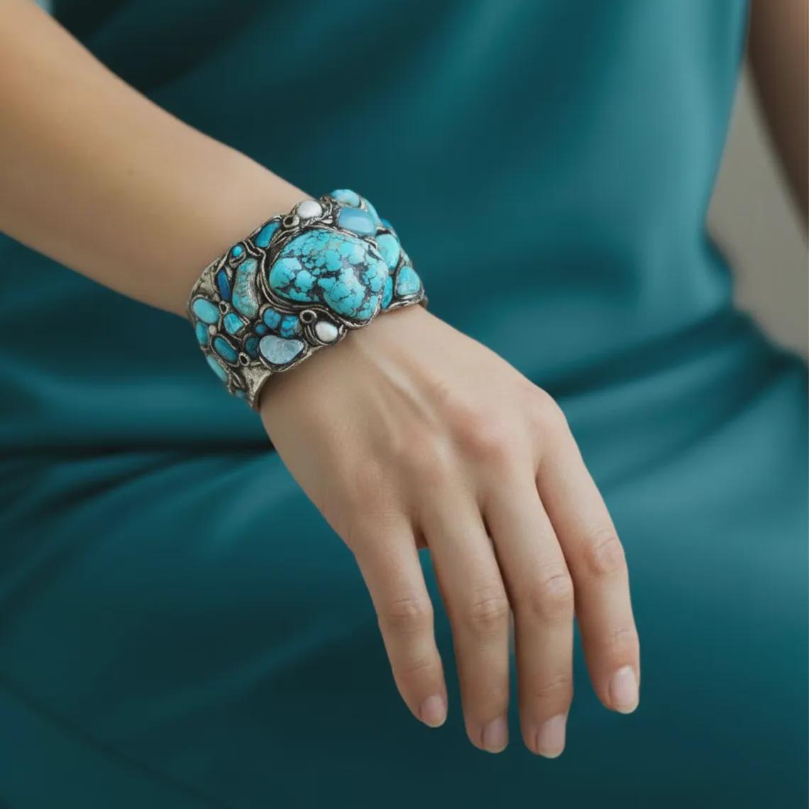 Bold Turquoise Chunky Hoop Earrings