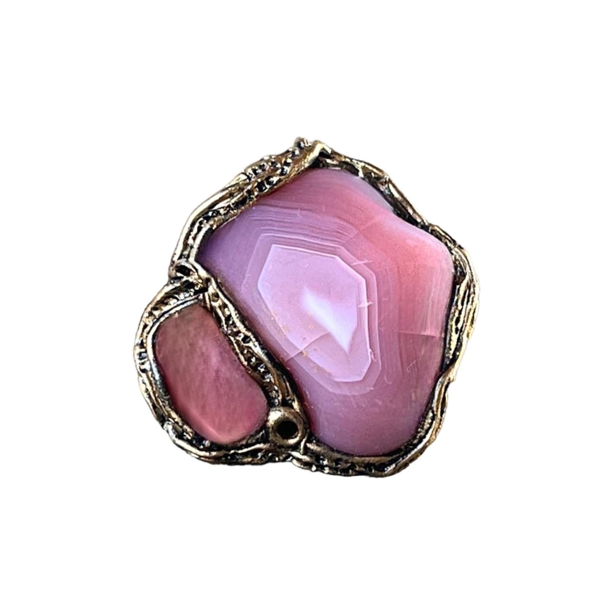Chunky Crystal Agate Ring - Pink Gemstone Statement Jewelry