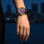 Amethyst Healing Crystal Cuff Bracelet Boho Purple Stone Bracelet