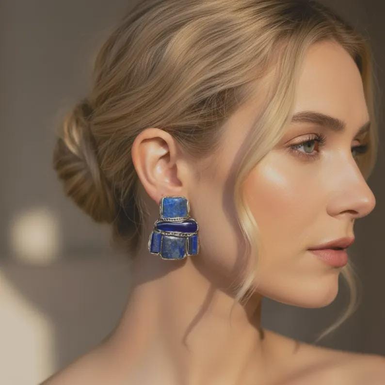 Chunky Lapis Lazuli Ring – Oversized Blue Stone Cocktail Statement Jewelry