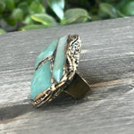 Green Aventurine Statement Ring -  Oversized Chunky Stone Cocktail Ring