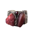 Carnelian Gemstone Raw Crystal Bracelet, Chunky Boho Cuff Bracelet
