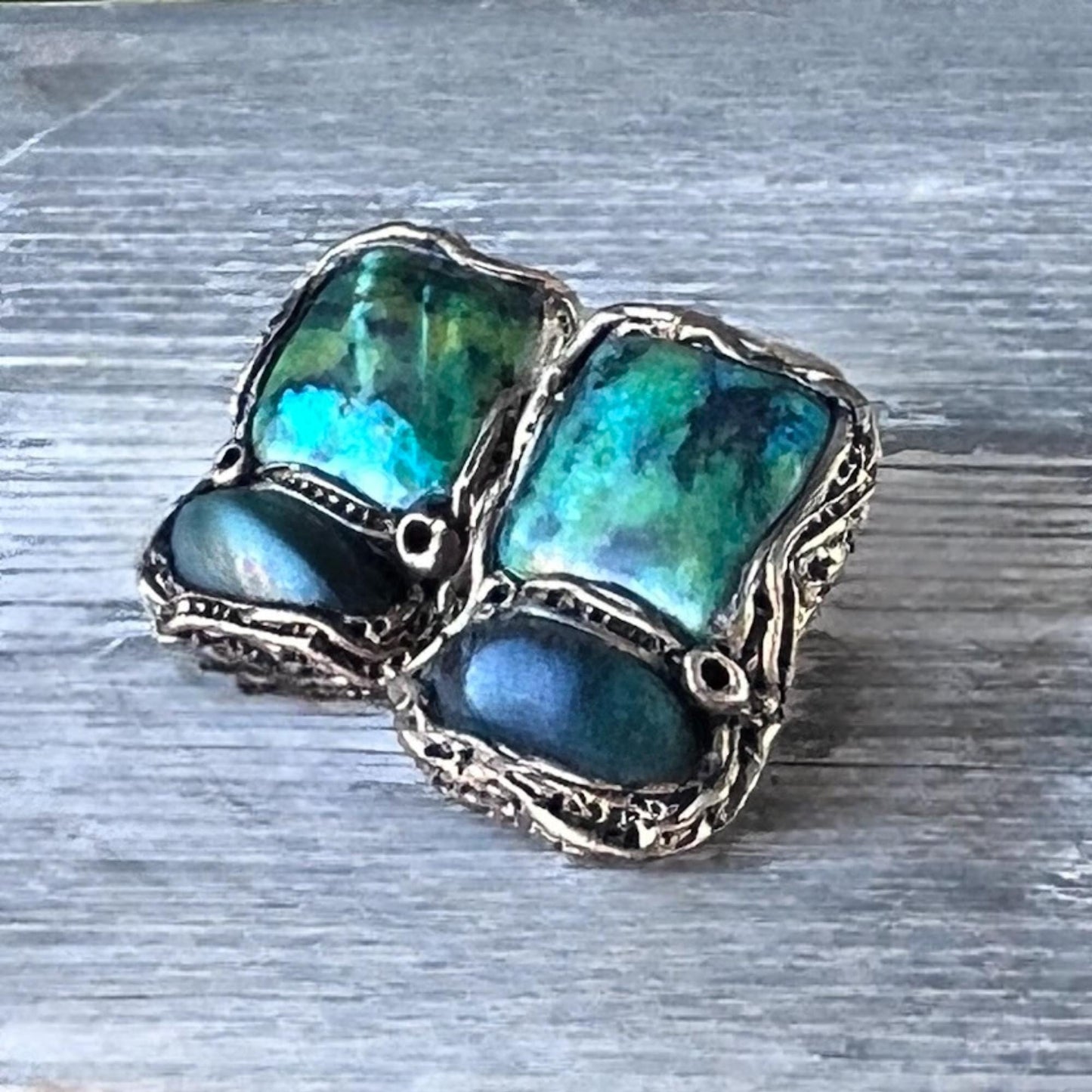 Bloodstone and Chrysocolla Green Stone Earrings -  Statement Large Сlip On