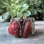 Carnelian Gemstone Raw Crystal Bracelet, Chunky Boho Cuff Bracelet