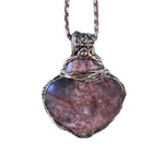 Golden Healer Quartz and Sunstone Large Crystal Heart Pendant -  Healing Crystal Amulet Necklace