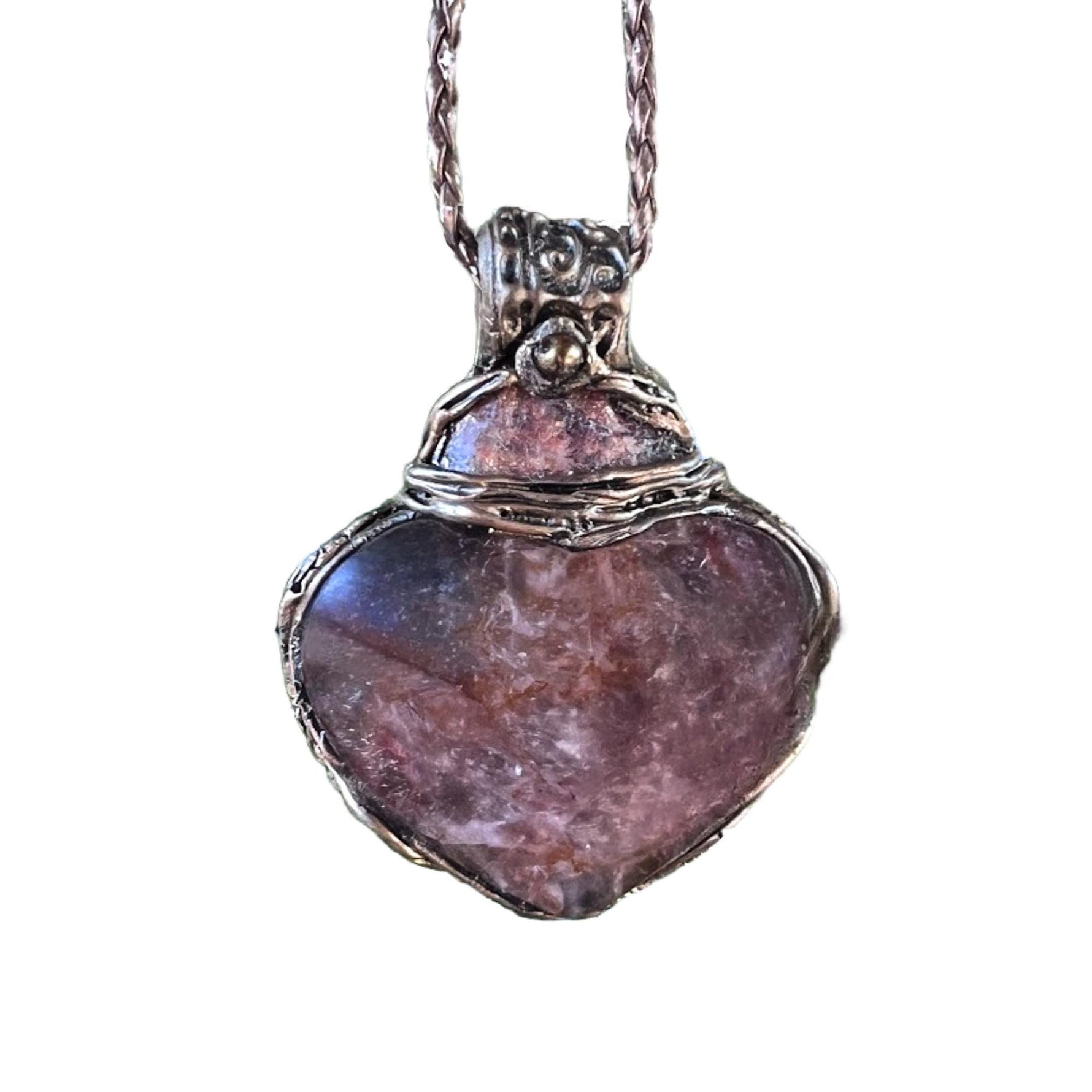 Golden Healer Quartz and Sunstone Large Crystal Heart Pendant -  Healing Crystal Amulet Necklace