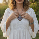 Golden Healer Quartz and Sunstone Large Crystal Heart Pendant -  Healing Crystal Amulet Necklace