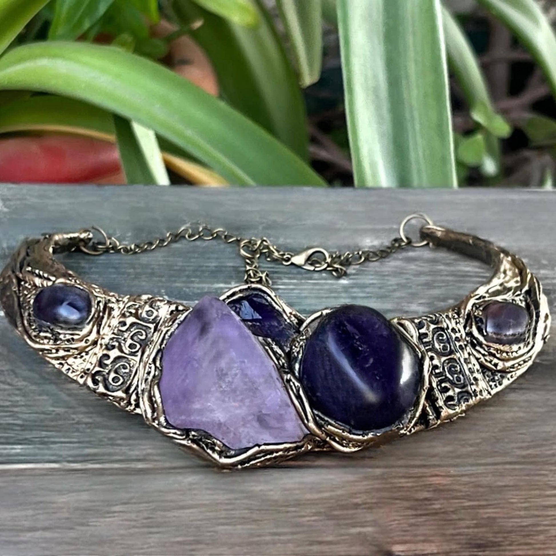 Large Amethyst Raw Crystal Ring Chunky Statement Oversized Cocktail Ring