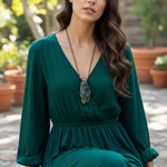 Green Aventurine and Buddstone Raw Stone Necklace