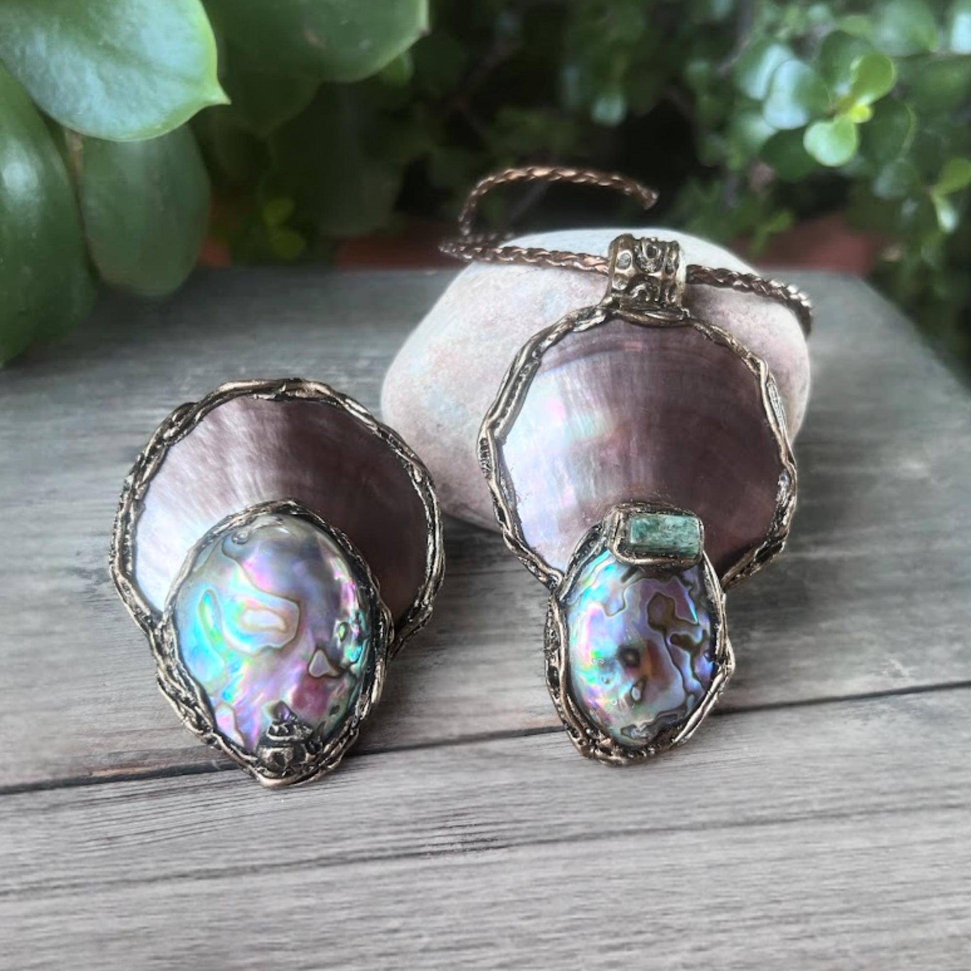 Huge Mother of Pearl and Abalone Ring: Bold Chunky Statement Jewelry