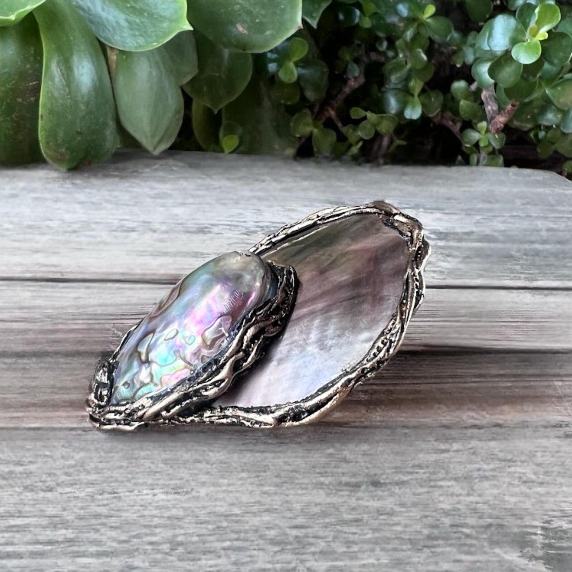 Huge Mother of Pearl and Abalone Ring: Bold Chunky Statement Jewelry