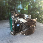 Malachite Large Cuff Bracelet Green Gemstone Chunky Jewelry