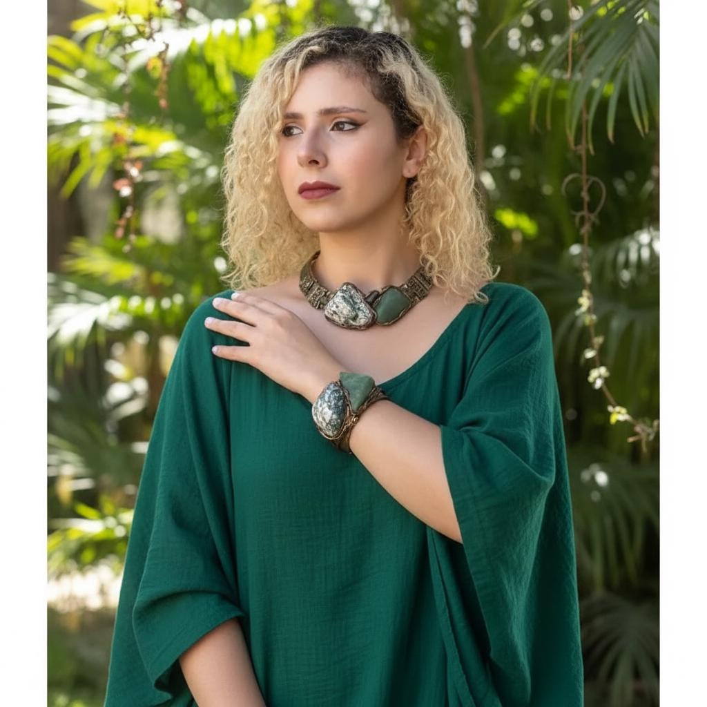 Aventurine and Tree Agate Statement Choker - Chunky Green Stone Necklace