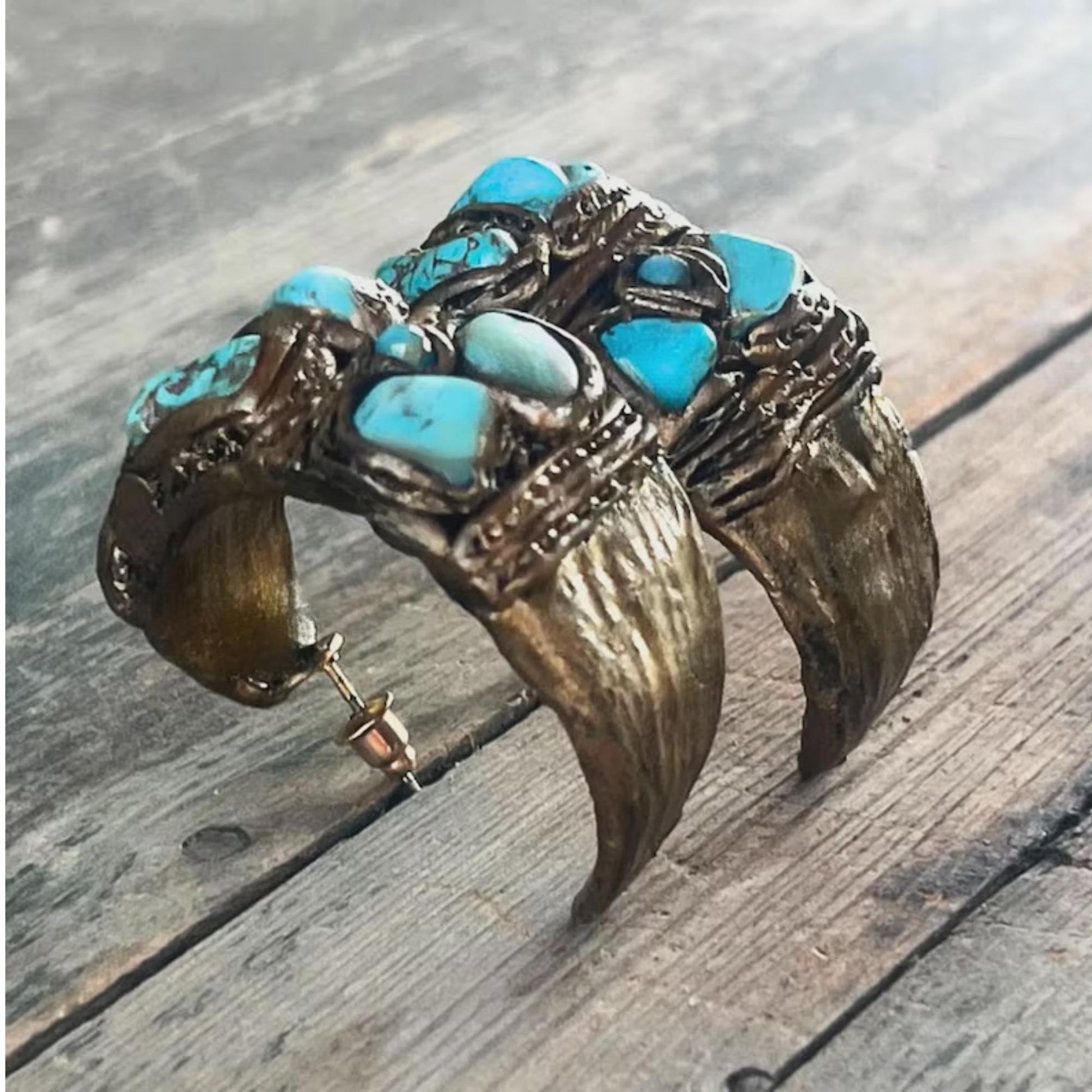 Bold Turquoise Chunky Hoop Earrings