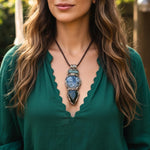 Jade and Kambaba Jasper Pendant Necklace -  Green Healing Crystal Amulet for Balance and Protection
