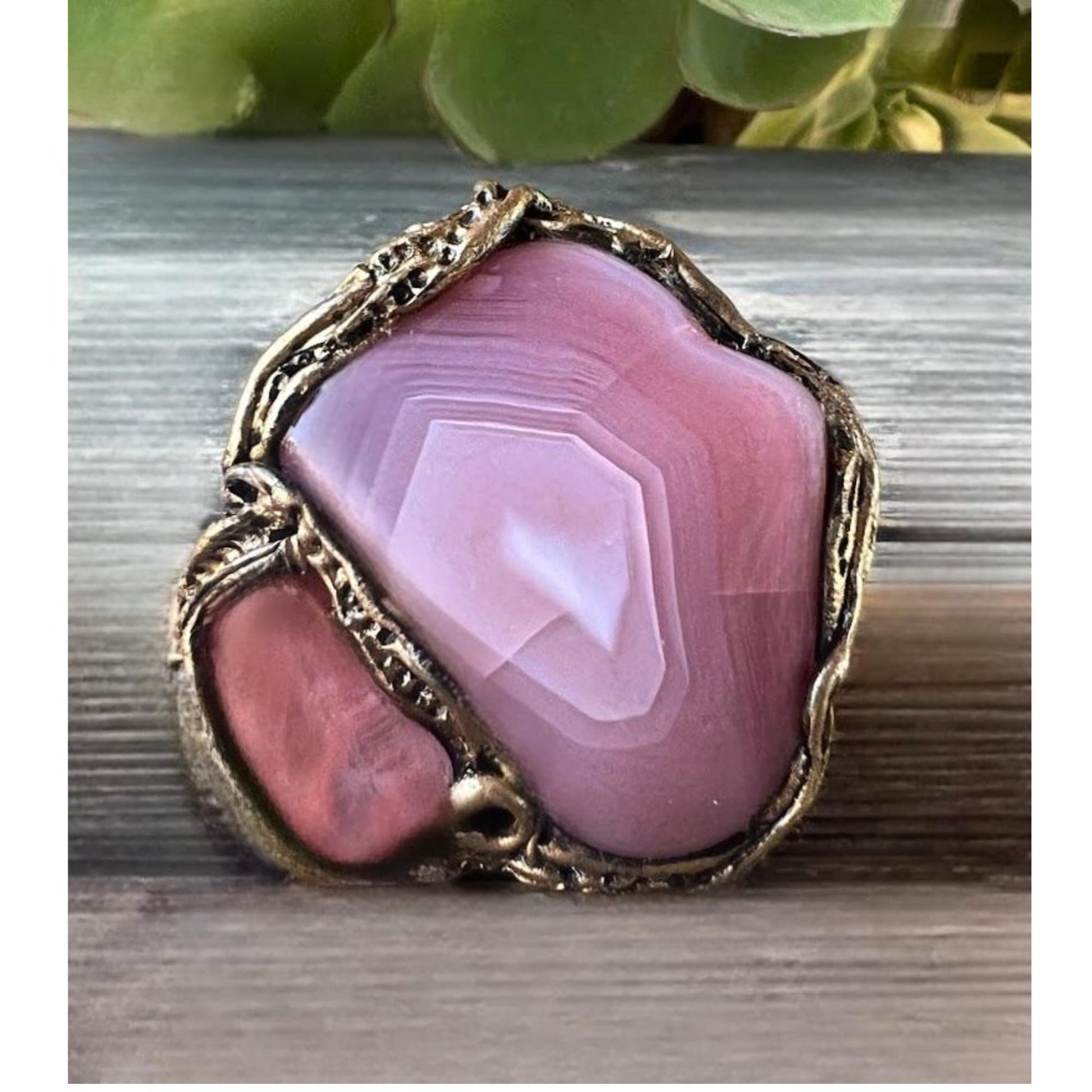 Chunky Crystal Agate Ring - Pink Gemstone Statement Jewelry