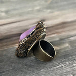 Chunky Crystal Agate Ring - Pink Gemstone Statement Jewelry