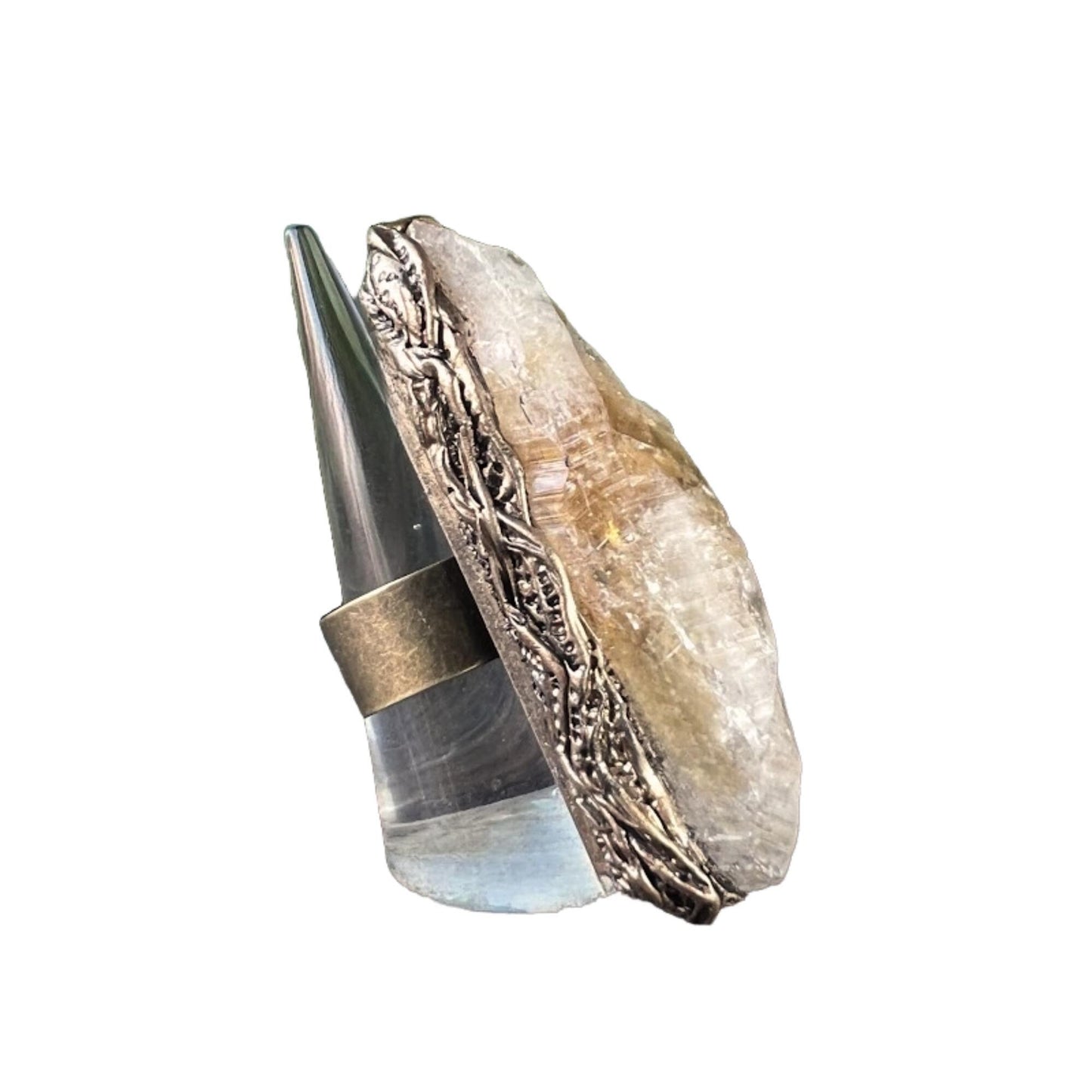 Chunky Citrine Raw Crystal Ring Statement Oversized Wealth Ring