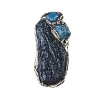 Meteorite Tektite and Apatite Raw Stone Full Finger Ring
