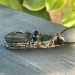 Jade and Ocean Jasper Pendant Necklace -  Green Stone Healing Crystal Amulet