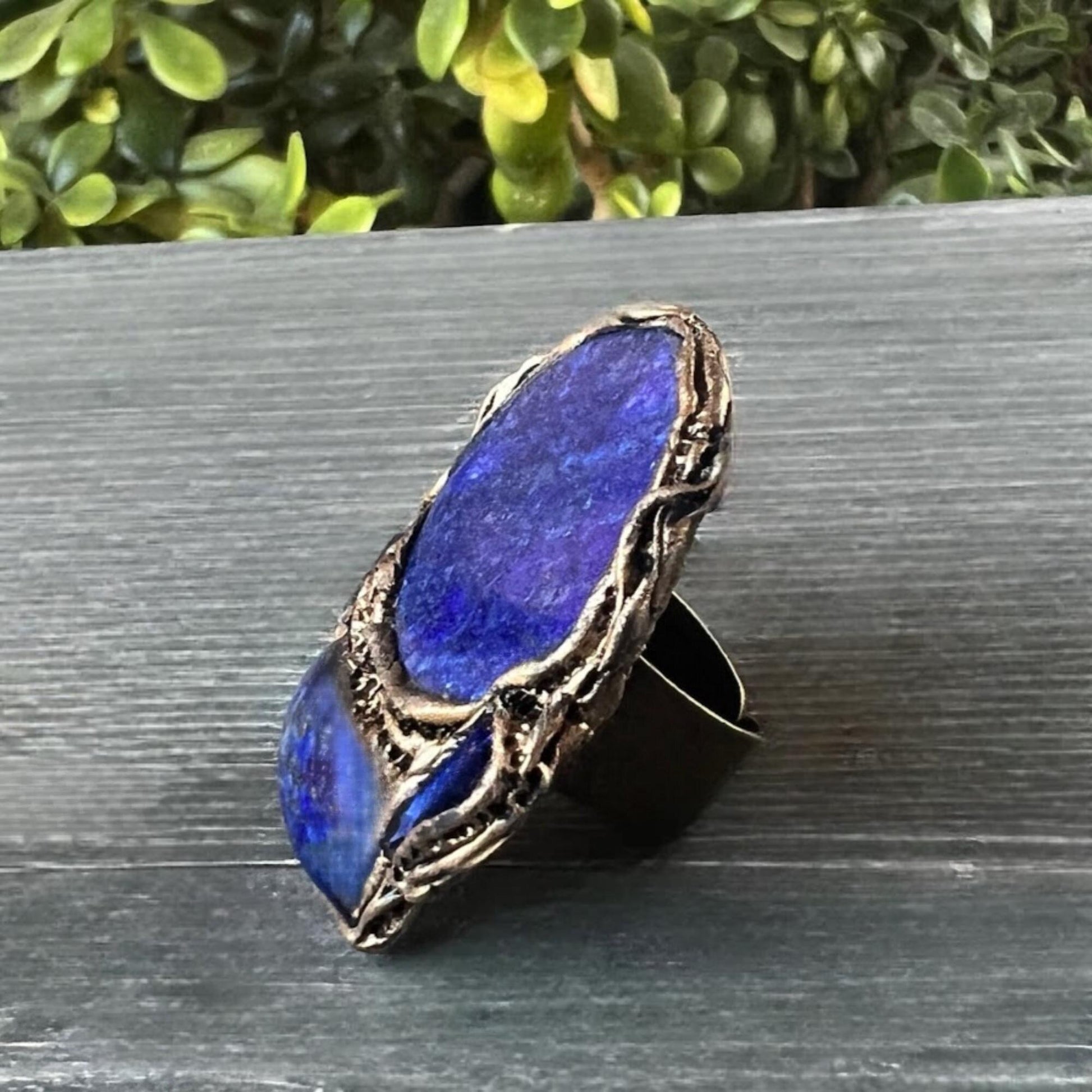 Chunky Lapis Lazuli Ring – Oversized Blue Stone Cocktail Statement Jewelry
