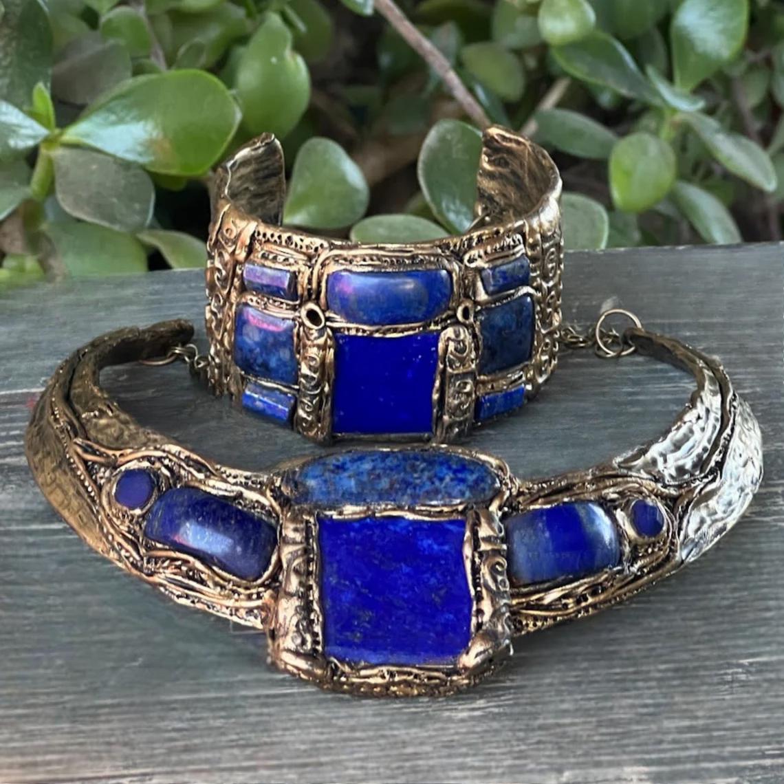 Chunky Lapis Lazuli Ring – Oversized Blue Stone Cocktail Statement Jewelry