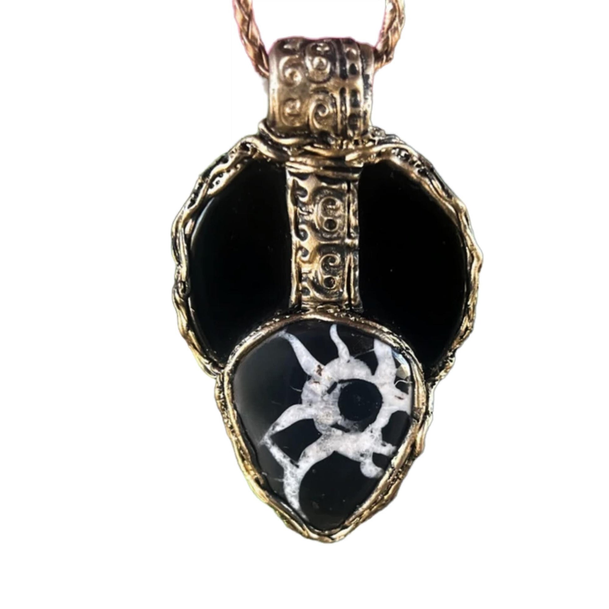 Obsidian and Septarian Empath Protection Amulet Necklace