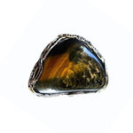 Tiger Eye Brown Chunky Stone Ring - Bold Oversized Cocktail Ring