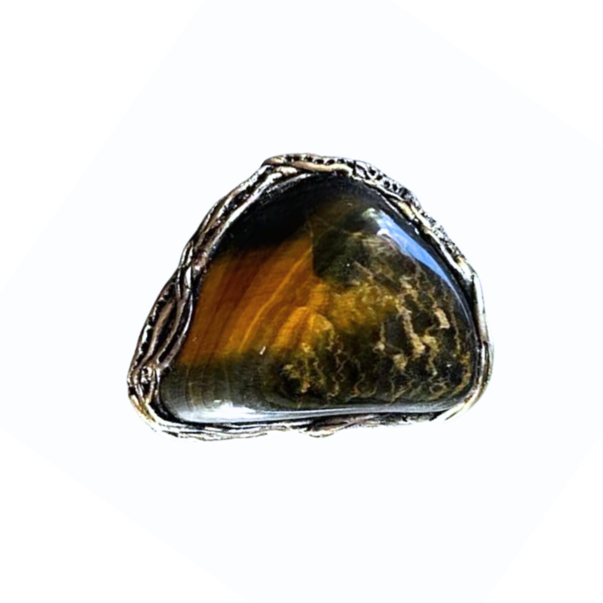 Tiger Eye Brown Chunky Stone Ring - Bold Oversized Cocktail Ring