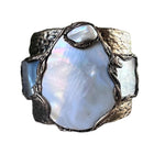 Mother of Pearl Chunky Wide Cuff Bracelet -  Modern Statement Jewelry