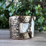 Mother of Pearl Chunky Wide Cuff Bracelet -  Modern Statement Jewelry
