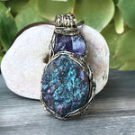 Amethyst Peacock Ore Necklace - Healing Crystal Amulet Pendant