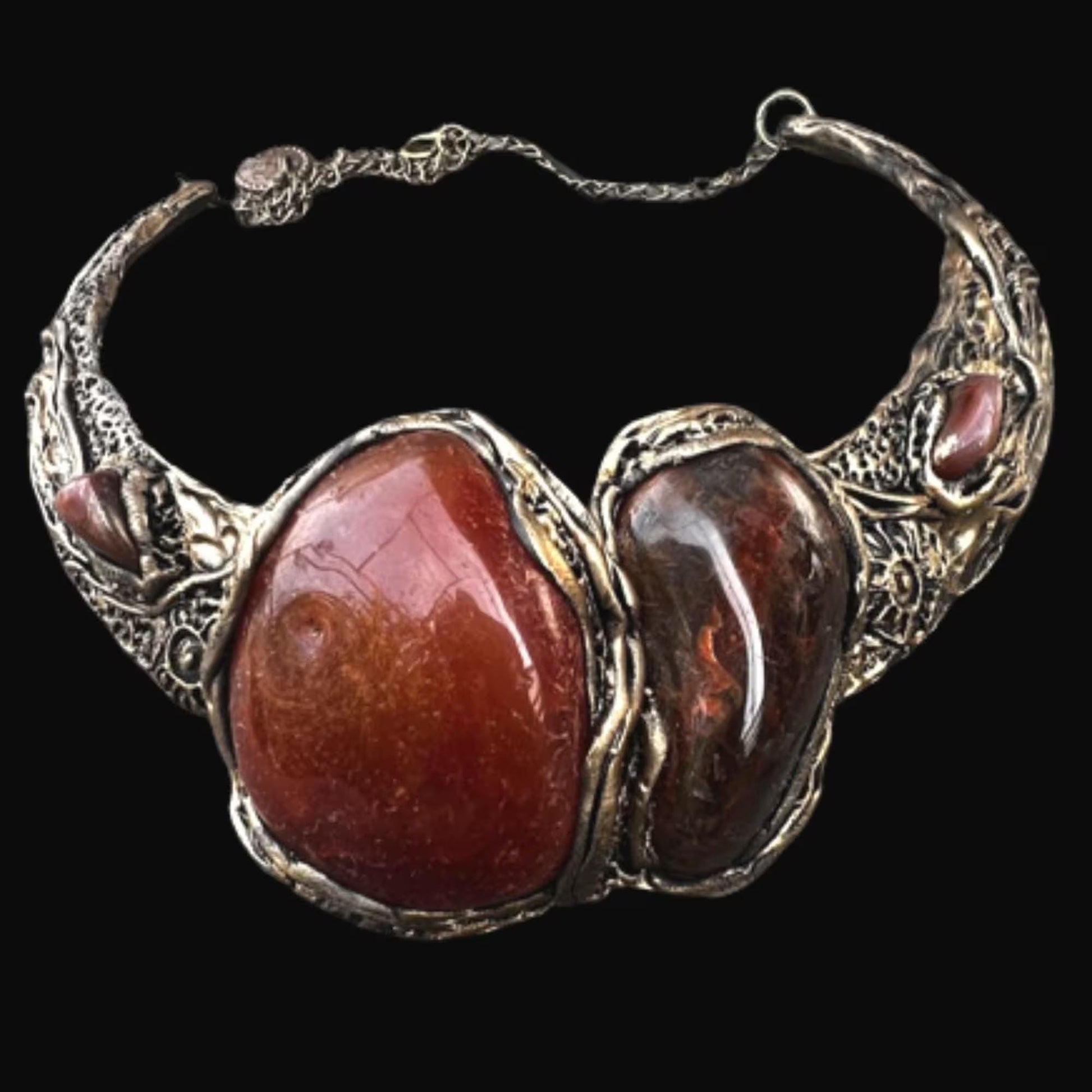 Carnelian Chunky Stone Choker Necklace One Of a Kind Jewelry Raw Crystal Collar