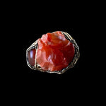 Raw Namibian Carnelian Large Stone Ring, Big Chunky Cocktail Ring