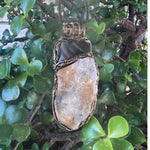 Crystal Pendant Necklace with Citrine Tigers Eye - Handmade Amulet Jewelry