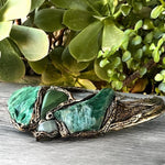 Chunky Green Gemstone Choker Collar Necklace | Aventurine and Buddstone Jewelry