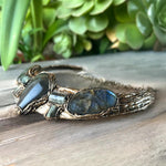 Labradorite and Prehnite Chunky Choker Necklace Statement Special Event Jewelry